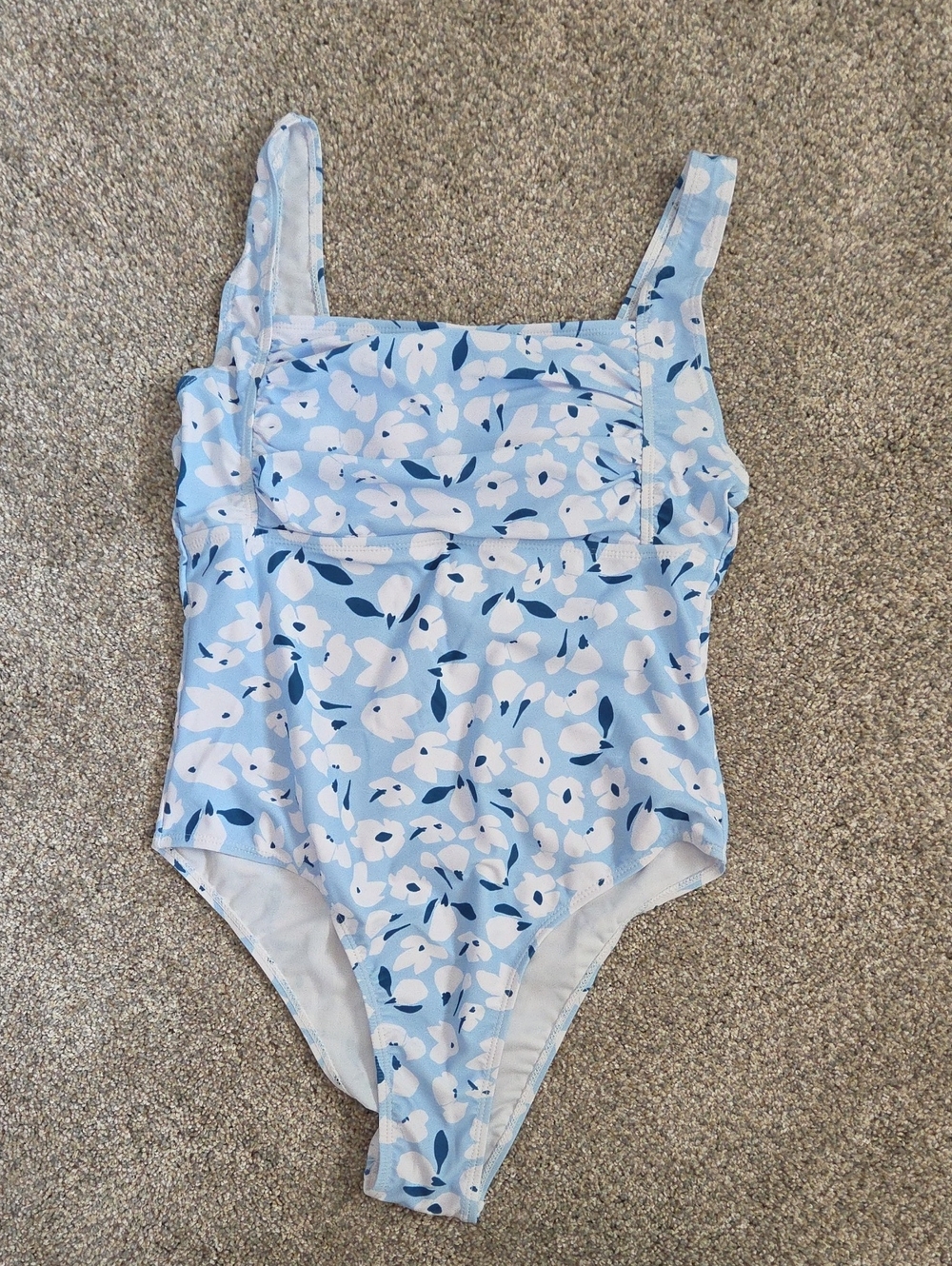 Womens Floral One-Piece Swimsuit in Light Blue
